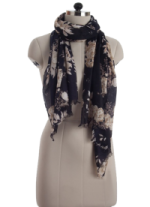 Elsa Navy Blue Autumn Flowers Fashion Scarf